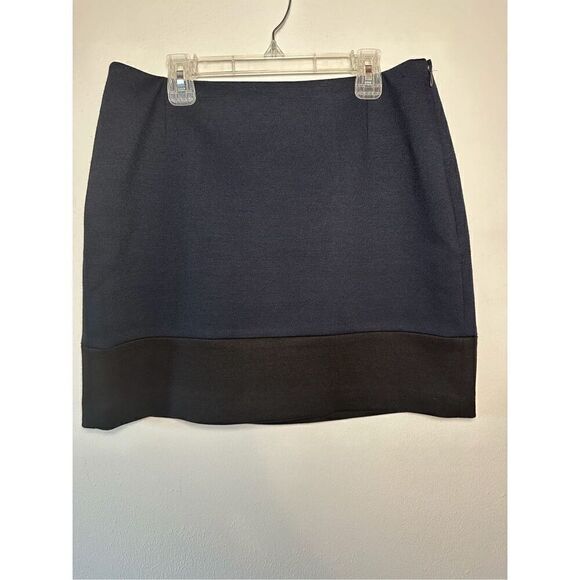 Tahari women’s navy blue & black lined mini skirt side zipper size 8 #44-1357 - Picture 2 of 8